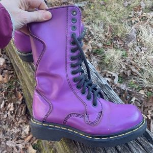 Dr Martens Vintage Made In England Tall Purple Boots Size 5